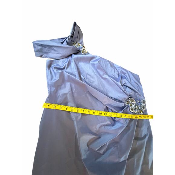 NWT David Meister Blue One Shoulder Jeweled Gown - Size 22 - Picture 7 of 16